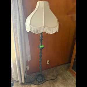 Vintage Floor Lamp Cream Fabric Shade