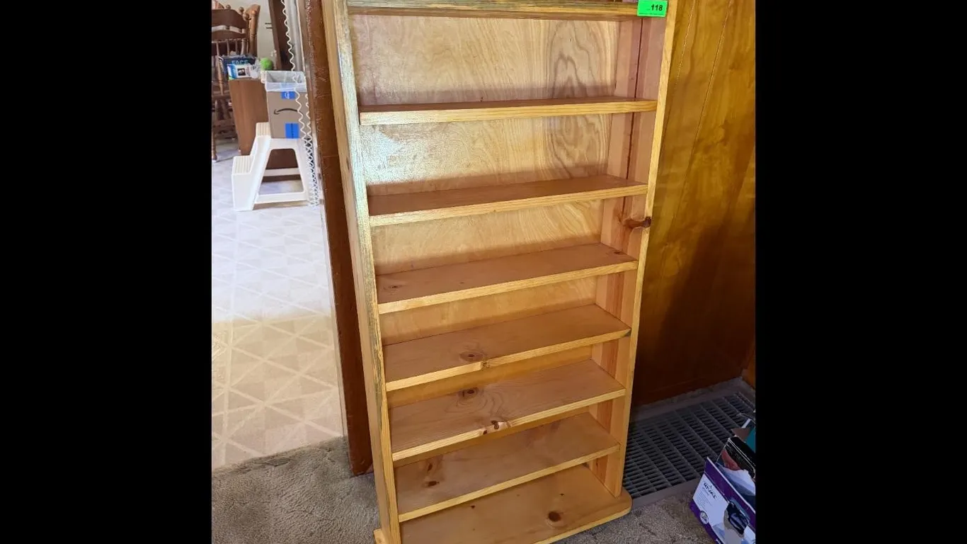 Wood Tone Shelf Unit 7-Tier Curved Top