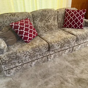Floral Three-Seater Sofa BeigeBrown Vintage