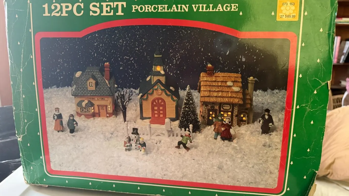 Holiday Decor Multicolor Porcelain Village Set