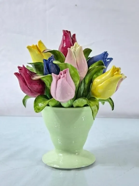Lovely Denton Fine Bone China Vase of Tulips -