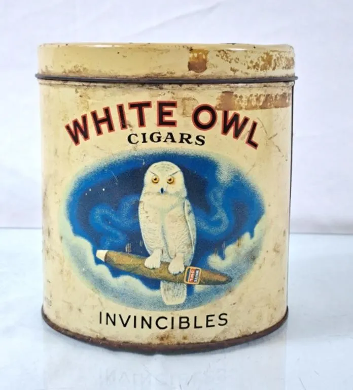 Vintage White Owl Cigars Tin - Great Graphics,