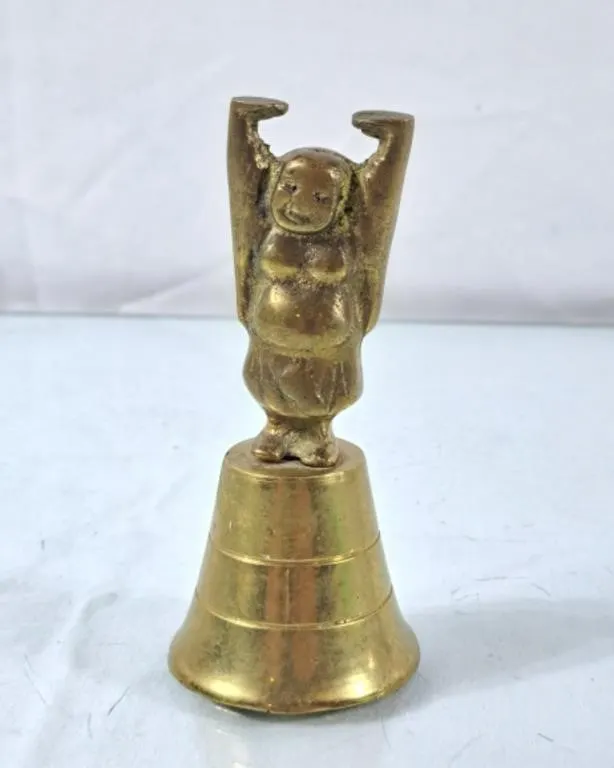 Vintage Brass Laughing Buddha Bell