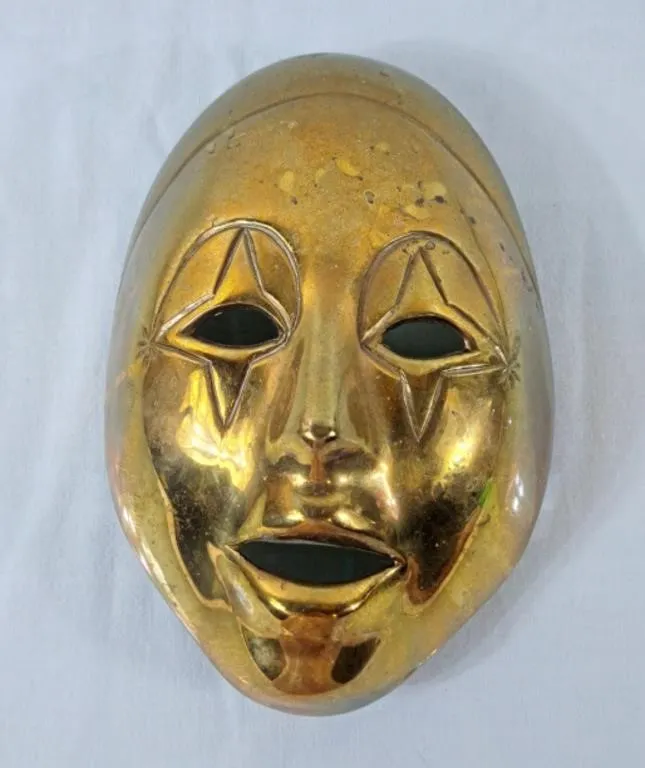 Vintage Brass Mime Mask