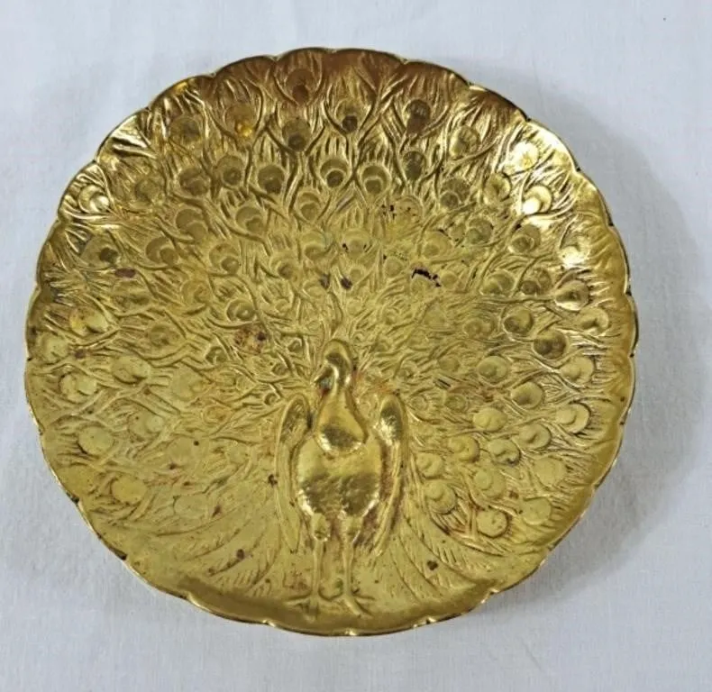Beautiful Brass Peacock Trinket Dish