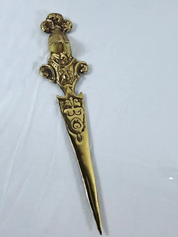 Vintage Brass Knight in Armour Topped Letter
