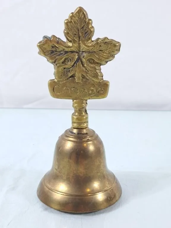 Vintage Canadian Maple Leaf Brass Bell