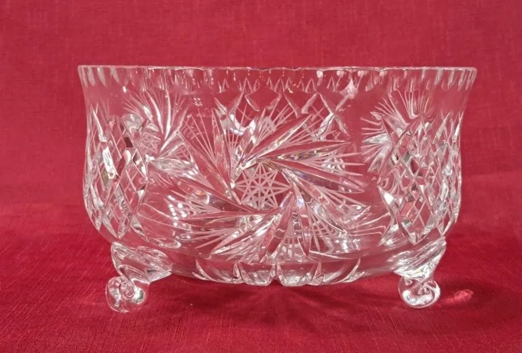Beautiful Cut Crystal Tri-Foot Bowl