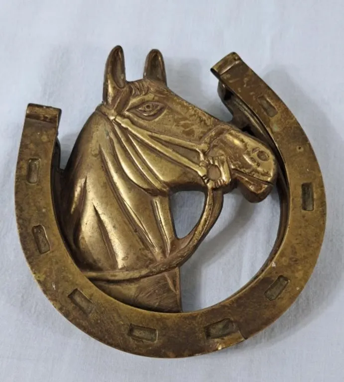 Solid Brass Horse & Horseshoe Door Knocker