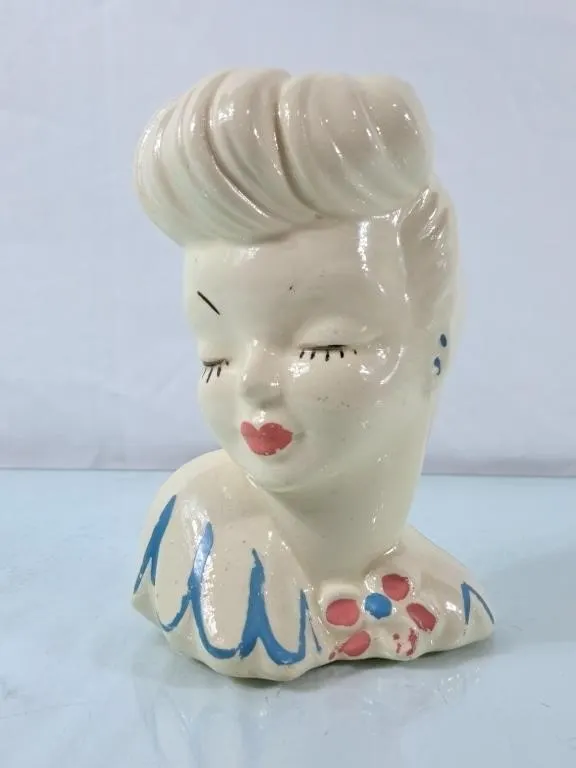 Lovely Betty Grable Head Vase - 7"H