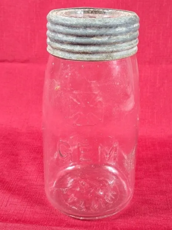 Vintage GEM Glass Canning Jar