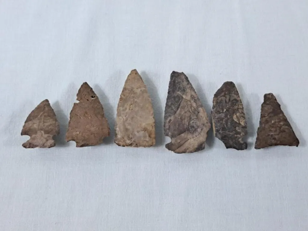 Six Vintage Stone Arrowheads