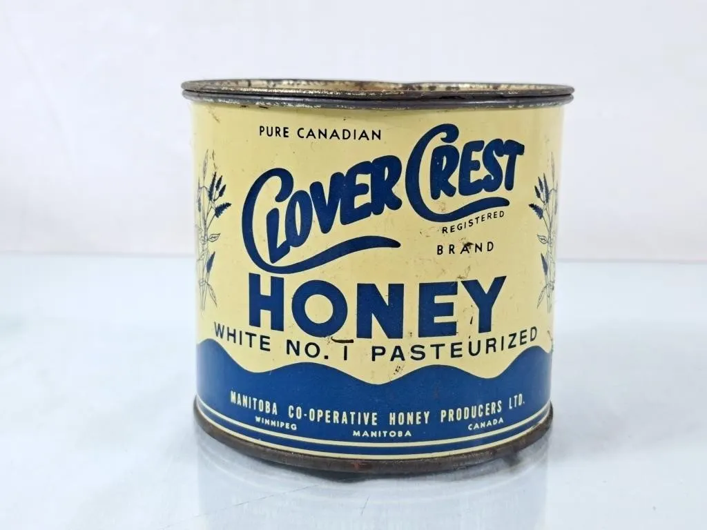 Vintage Clover Crest 2lb Honey Tin