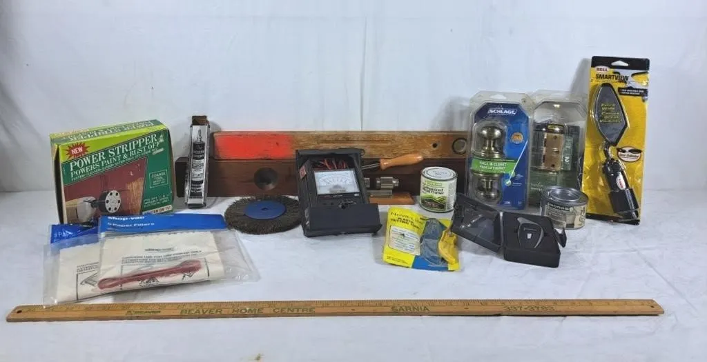 Lot of schlage door handle, power stripper,