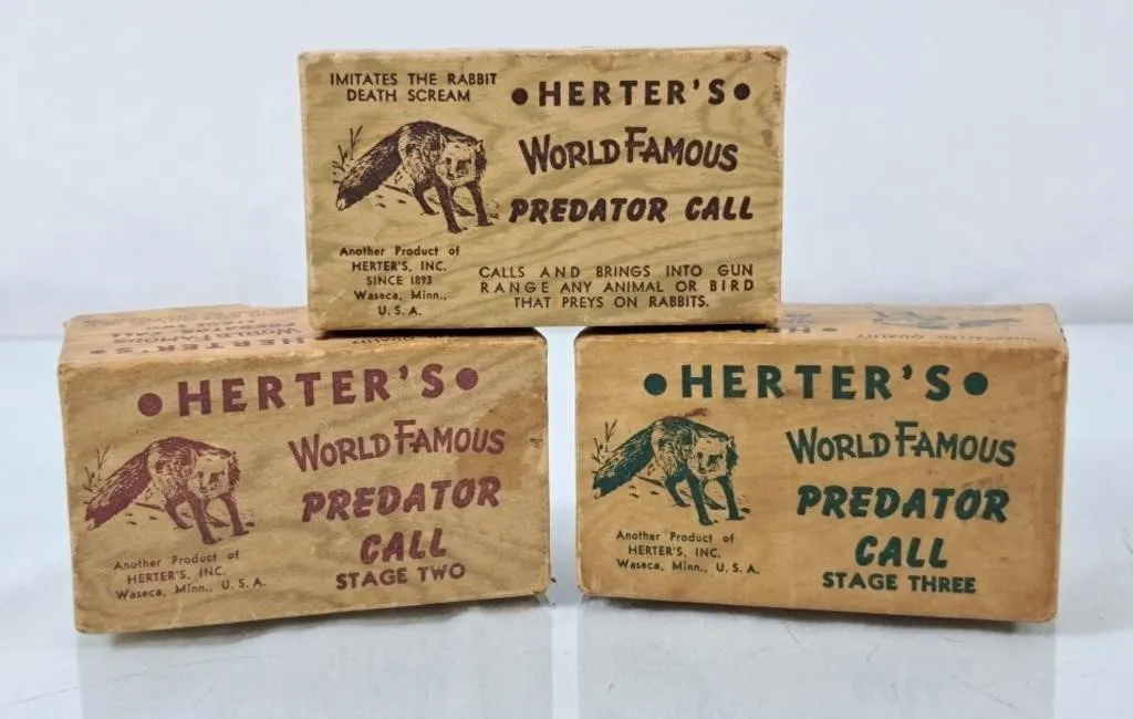 Trio of Vintage Herter's Predator Calls -