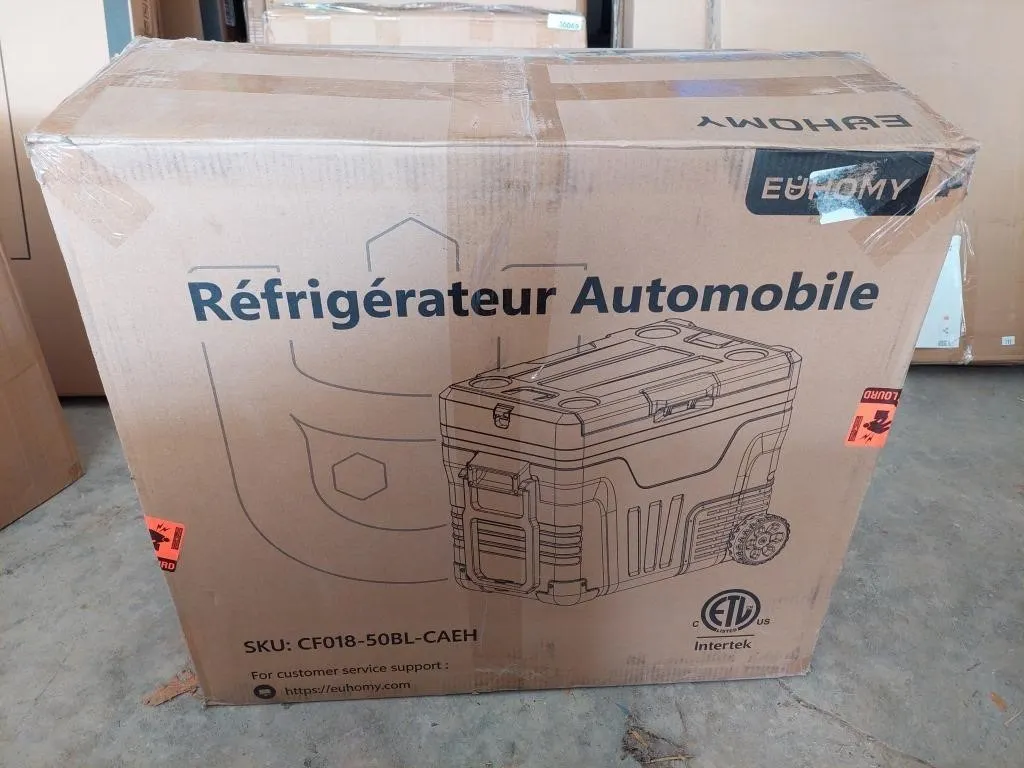 Euhomy Car Refrigerator featuring off-road wheels