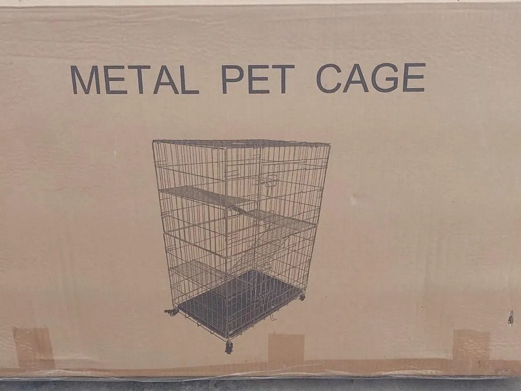 Black medium metal pet cage