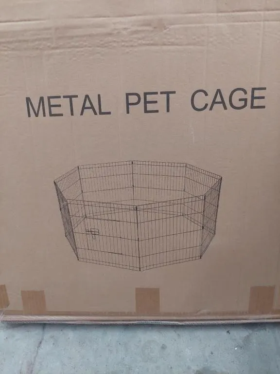 24-in black metal play pen pet cage