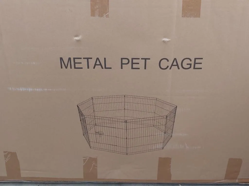 Black 36-in metal play pen pet cage