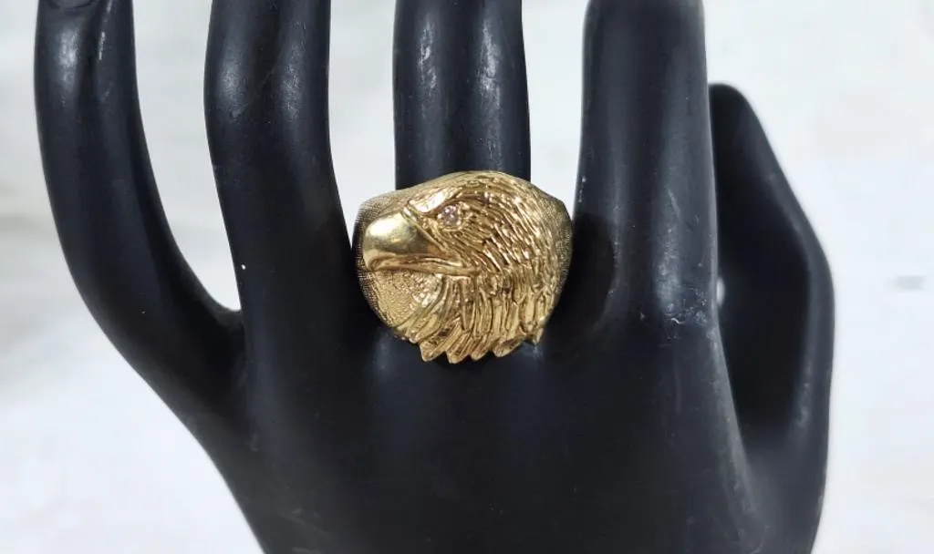 10K Eagle Head Statement Ring. With 1 tested