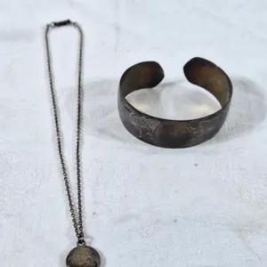 Sterling cuff bracelet and sterling pendant on