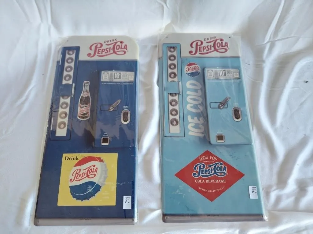 2 metal pepsi signs
