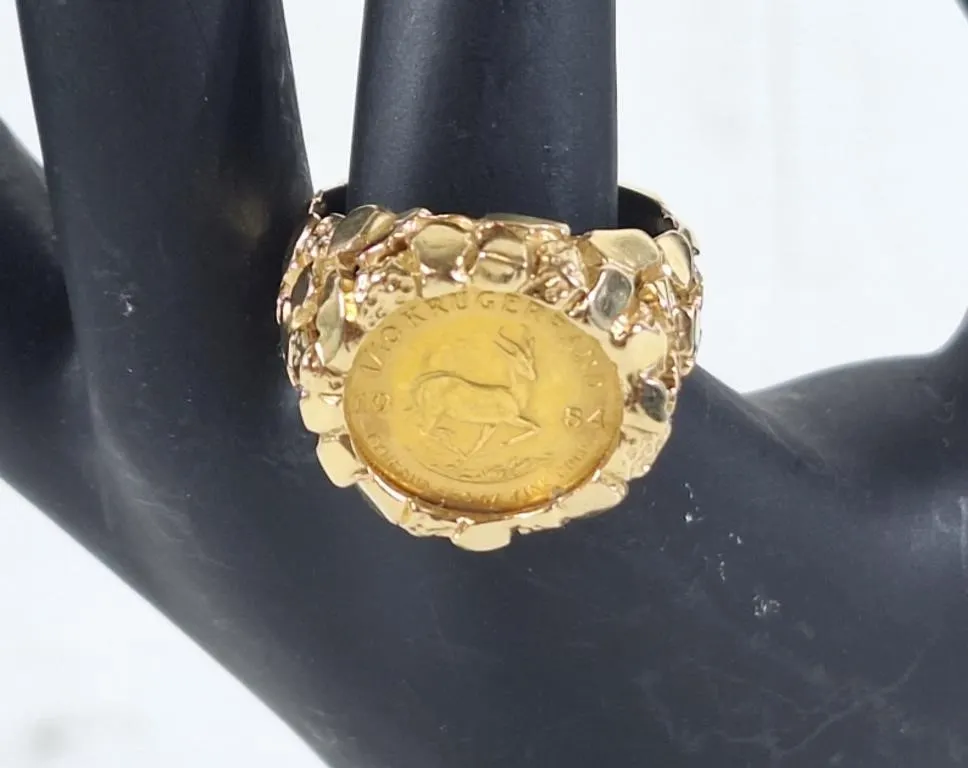 1984 1/10 oz 22k Krugerrand gold coin in 14K gold