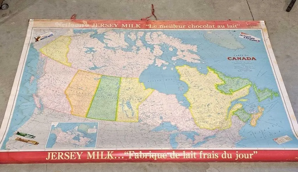 Vintage Nelson map of Canada. 40x56. Water damage