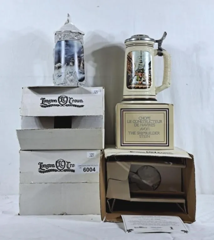 Lot of 4 steins one sealed in box and one new in
