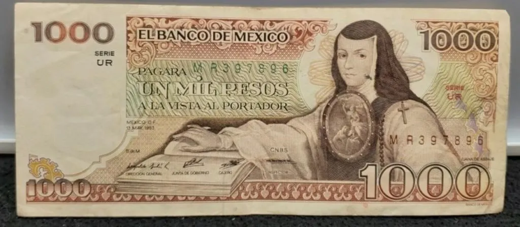 1983 Mexico 1000 Pesos Banknote