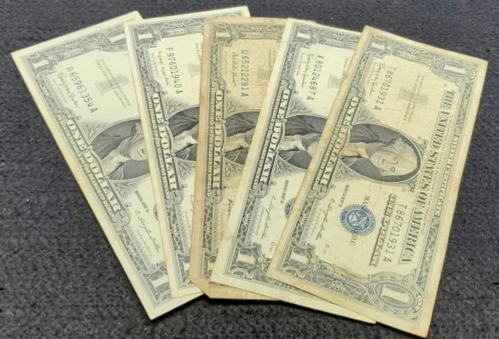 (5) 1957 $1 Silver Certificate Notes