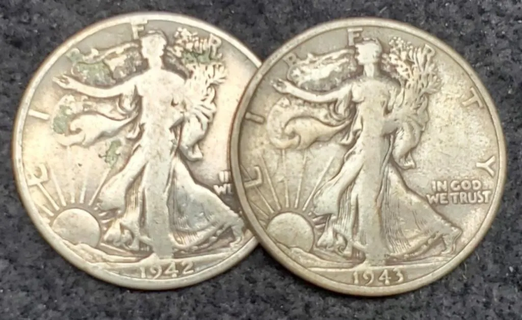 (2) W. Liberty Half Dollars 1942-D, 43-S