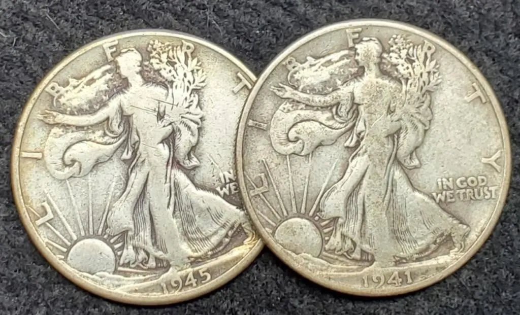 (2) W. Liberty Half Dollars: 1941-D, 45