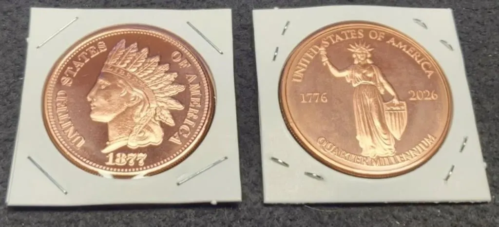 (2) 1 Troy Oz. Copper Rounds: