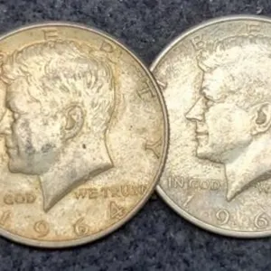 (4) 90% Silver Half Dollars: 3-64, 1962