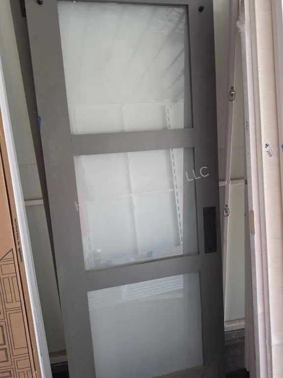2 barn style door slabs with glass