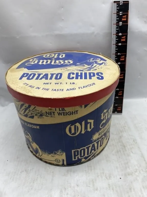 Old Swiss Potato Chips Tin, 1 LB
