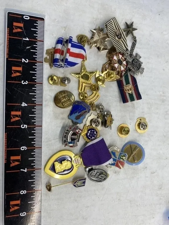 Military Medals & Pins Lot, D-Day, Purple Heart
