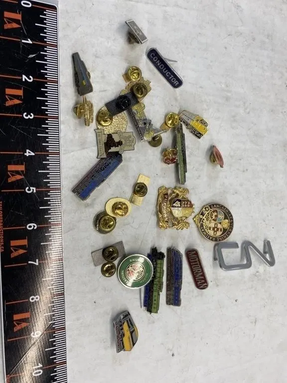 Vintage Railroad Pin Lot - Trains & Railway Badges