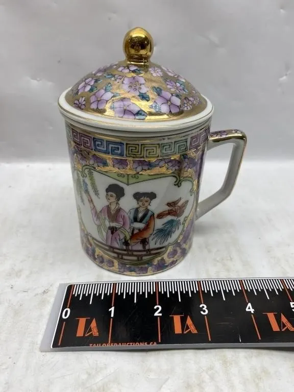 Chinese Lidded Tea Cup & Mixed China Lot