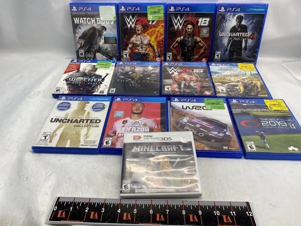 PS4 Games Lot: Witcher III, Uncharted, WWE 2K &