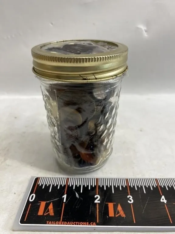 Mason Jar of Vintage Buttons and Sewing Notions