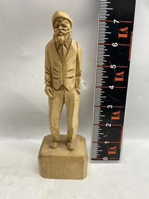 Hand-Carved Wooden Folk Art Man Figurine