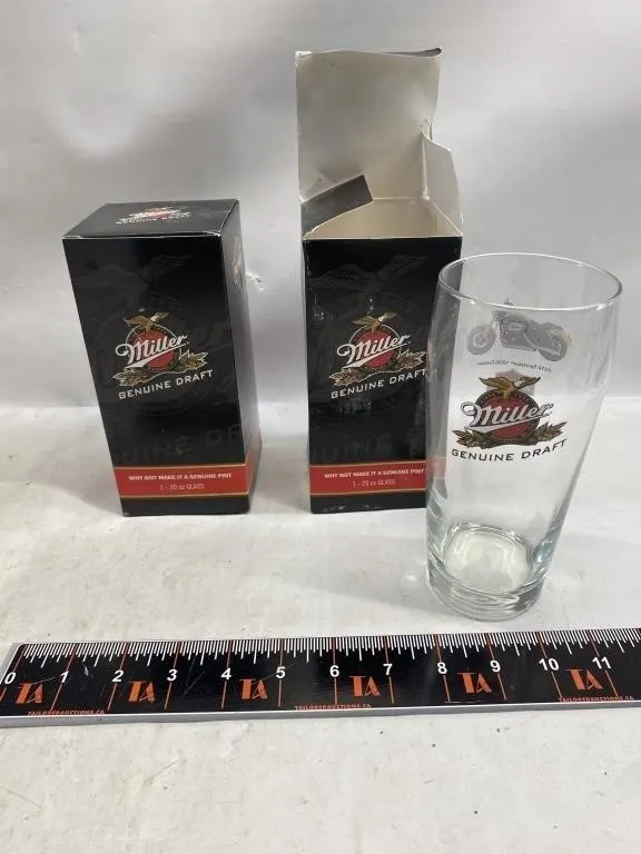 Miller Genuine Draft Pint Glasses in Boxes (2)