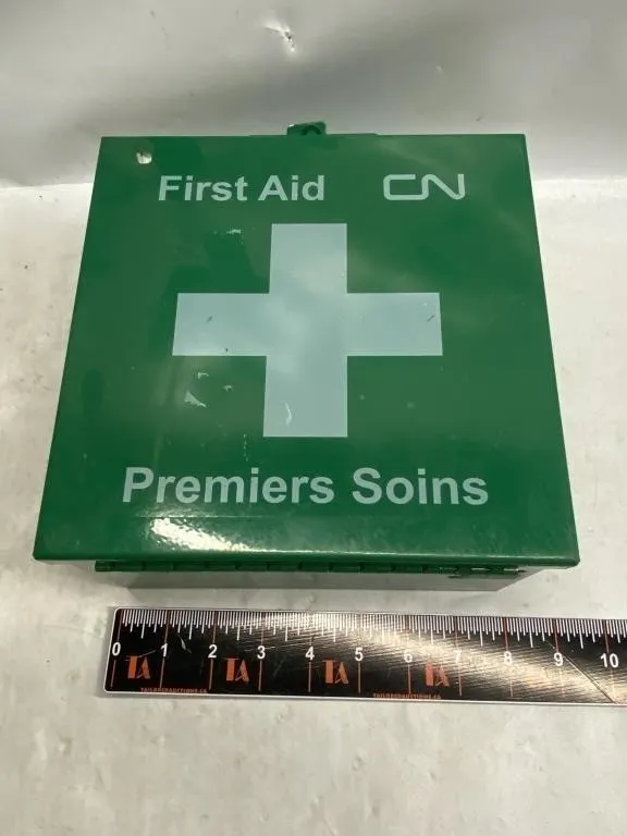 CN Railway Metal First Aid Kit with Supplies