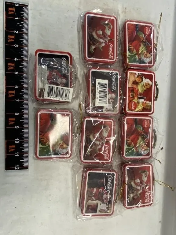 Coca-Cola Santa Mini Tin Lunchbox Ornaments (10)