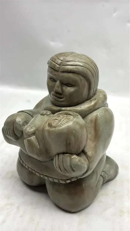 Soapstone Like Ornament Woman & baby