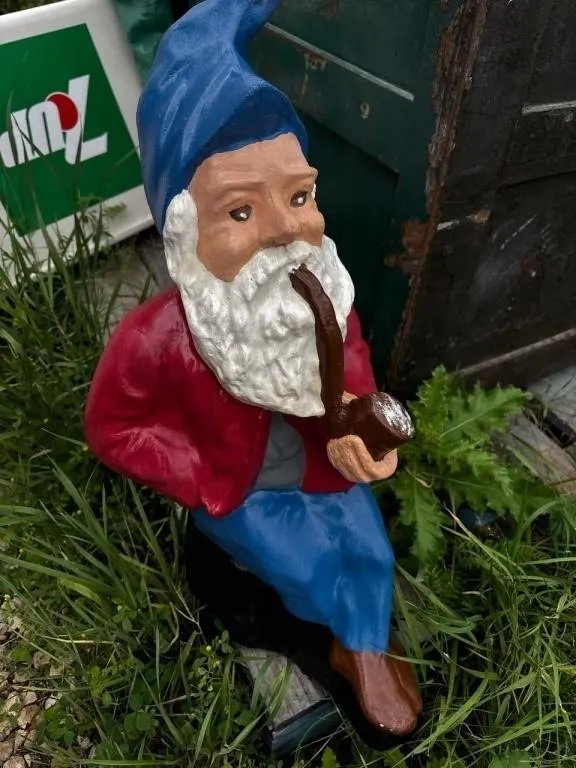 Concrete Gnome Smoking pipe garden ornament