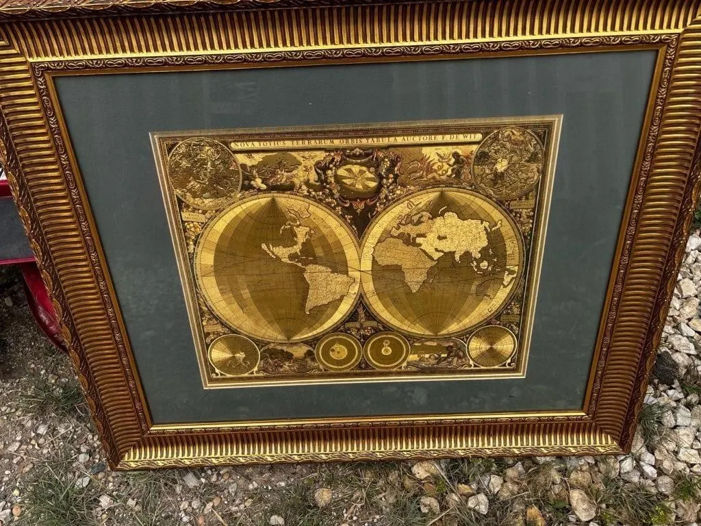 Vintage World Map 3 ft Art Print antique look