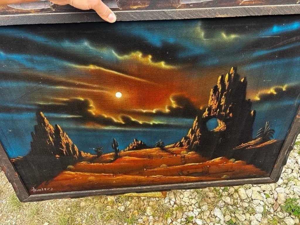 Vintage Black Velvet Art Piece space age 3 ft